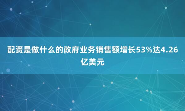 配资是做什么的政府业务销售额增长53%达4.26亿美元